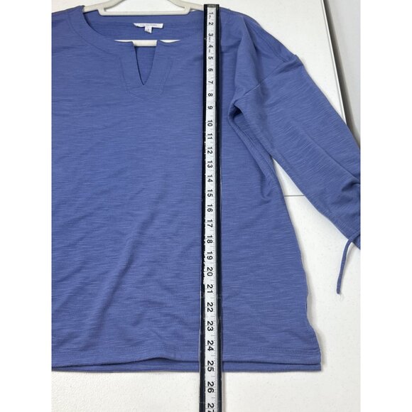 Talbots Top Womens Ruched Elbow Sleeve T Shirt Size S Blue Stretch Tee Casual - Picture 7 of 9